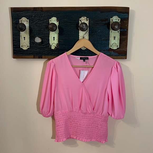1. State Bubblegum Pink Semi-sheer Peasant Blouse Size Small - Picture 3 of 14
